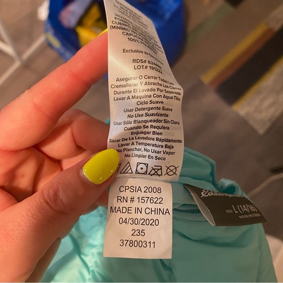 Eddie Bauer Duck Down Feather Reversible Hooded Nylon Puffer Jacket Girl’s L - Picture 8 of 9